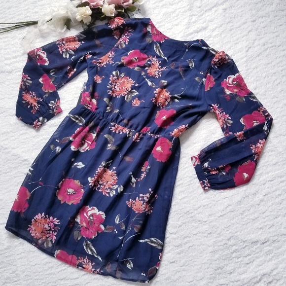 NWT PRETTY PRETENDER NAVY FLORAL PRINT DRESS - Picture 5 of 8